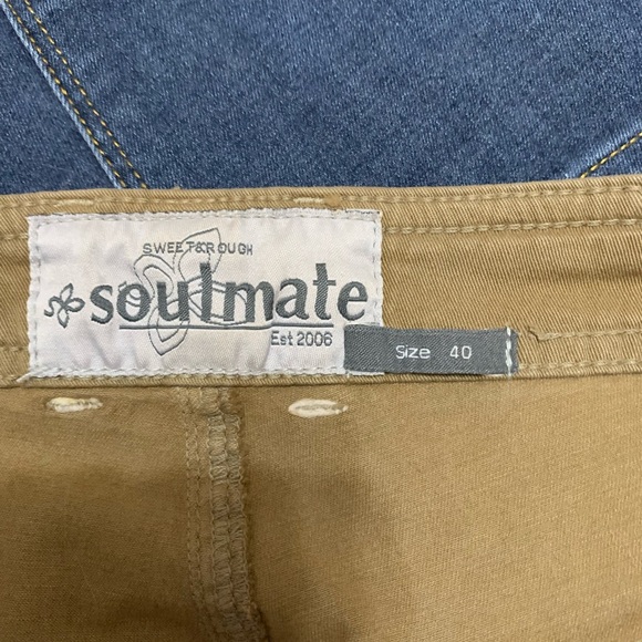 Soulmate Women's Tan Wide Leg Cargo Pants Scandi Girl Cabincore size 12 or 40 eu - Picture 3 of 9